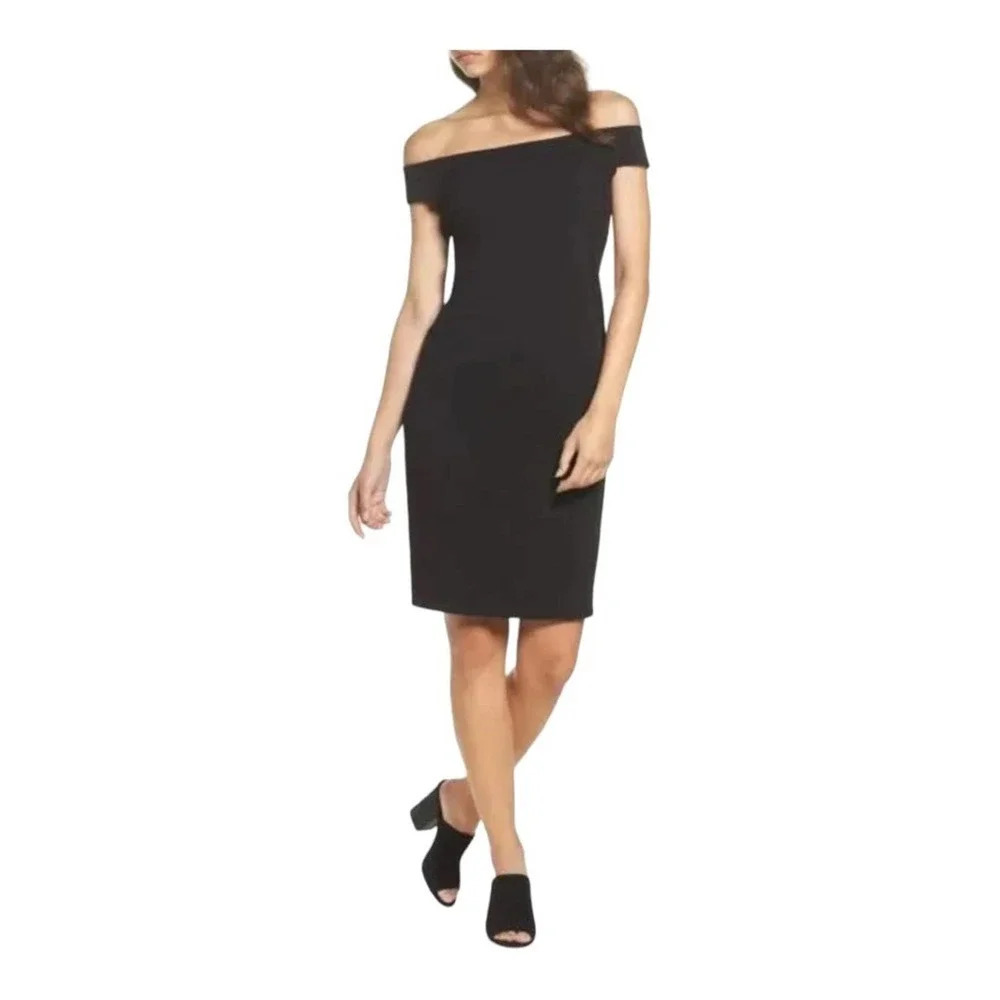 Eliza J Off Shoulder Sheath‎ Dress Black 8 NWOT